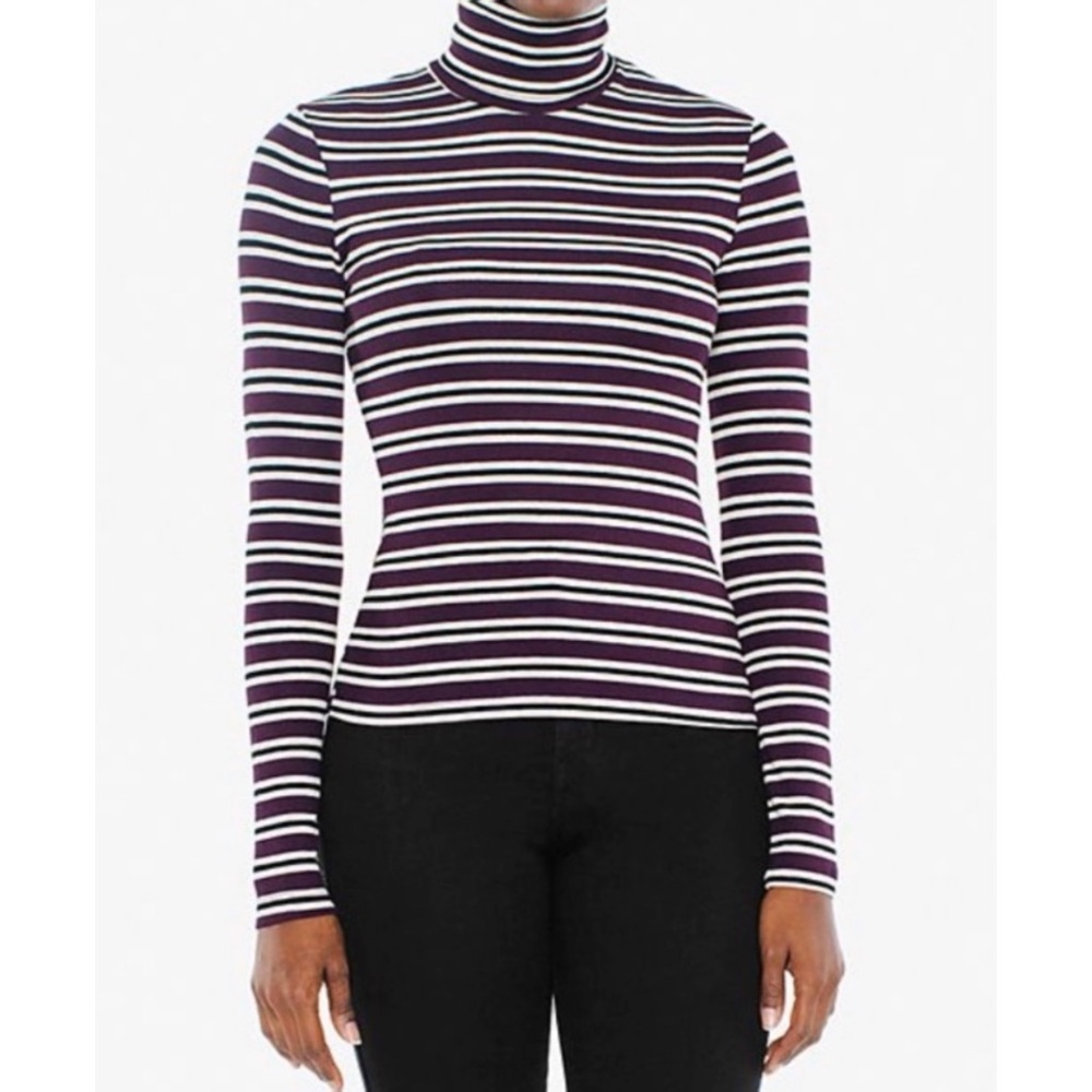American Apparel Striped Ribbed Turtleneck
